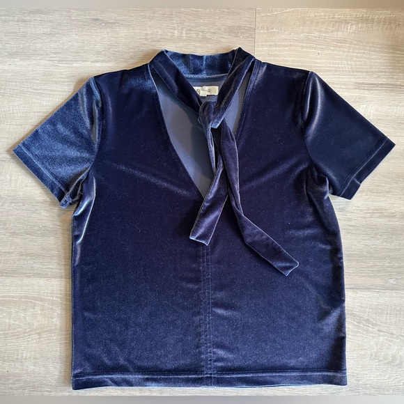 Velvet Tie Neck Top - Madewell - Picture 1 of 10